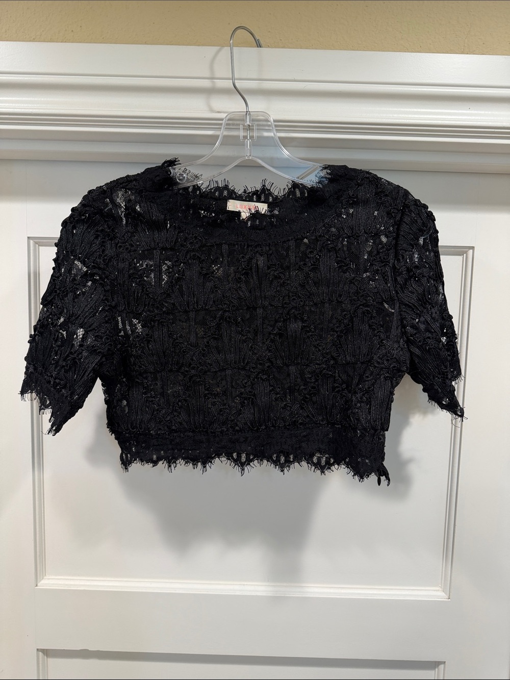 Luxxel Black Textured Fringe Crop Top